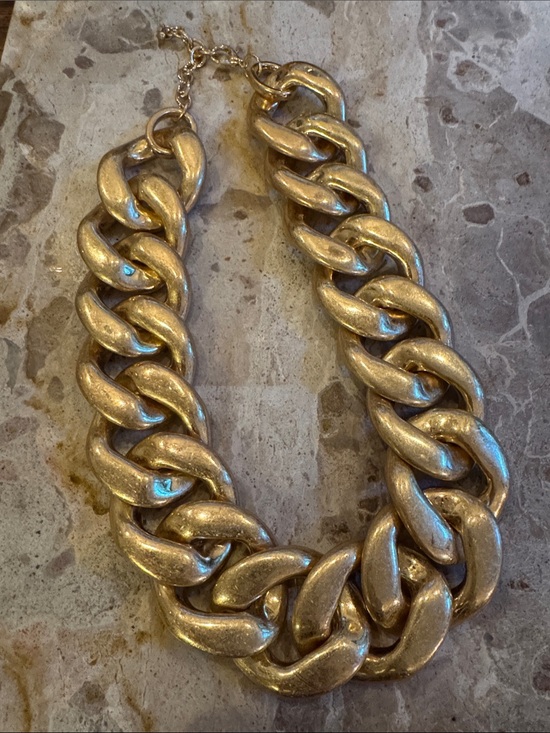 Jewelry - Bold Chunky Matte Gold Chain Necklace - Statement Women Jewelry